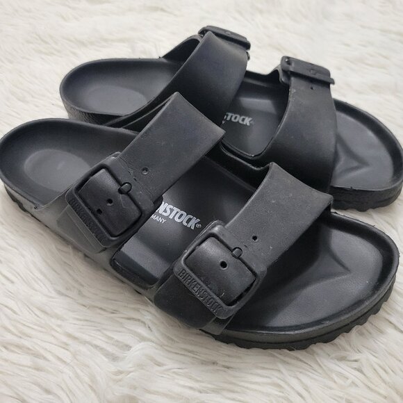 Birkenstock Womens 38 US Sz 8 Arizona Eva Black Slides Slip-On Sandals - Picture 1 of 5